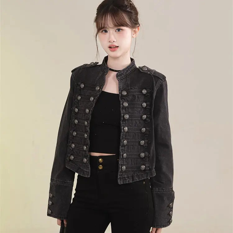 Women's Denim-Look Button-Front Jacket