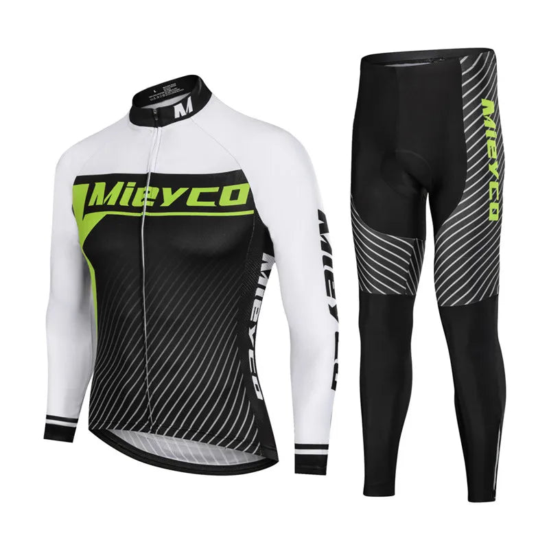 Men Long Sleeve Cycling Jersey Set MTB Road Bike Breathable Outdoor Cycling Suit