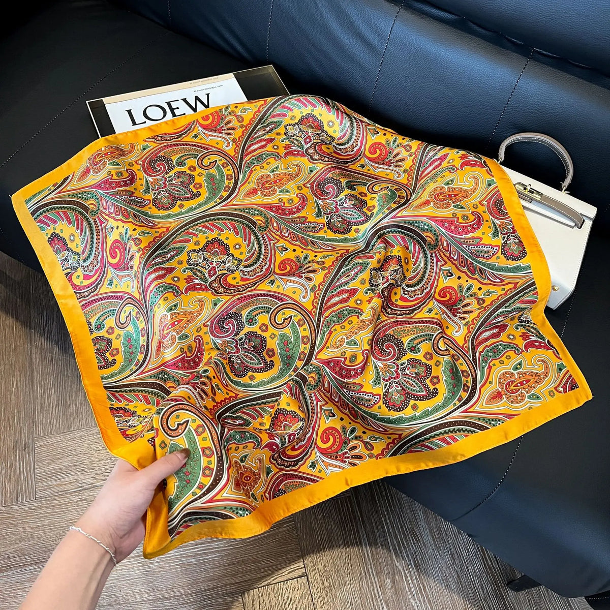 Patterned Square Scarf with Paisley and Houndstooth Style Options