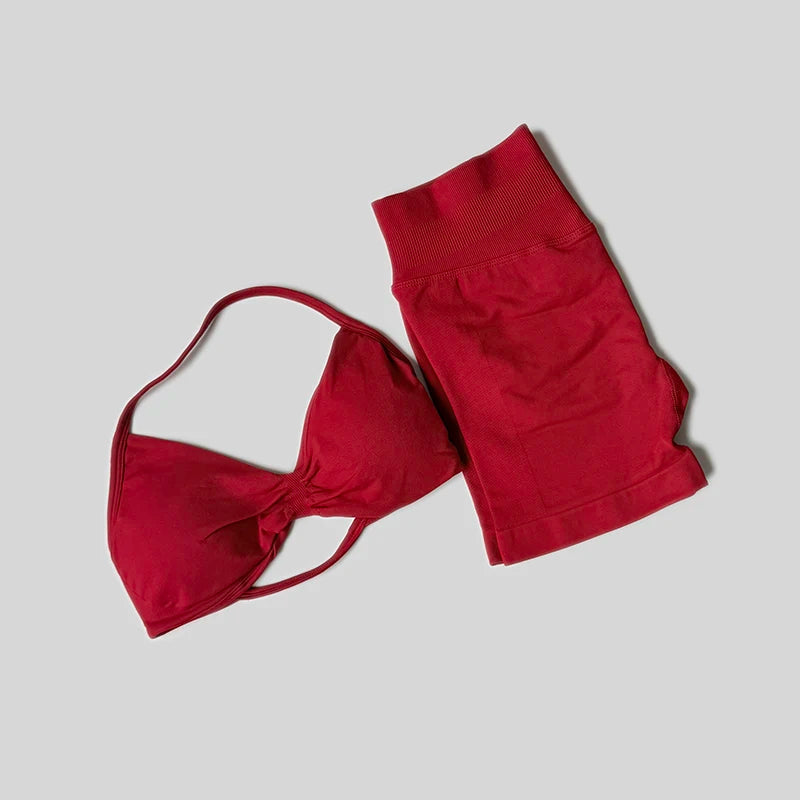 Women's Halter Tank And Shorts Yoga Set For Workout Outfits