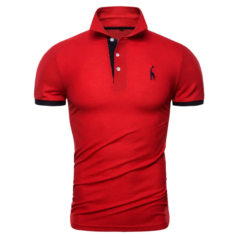 Men's Giraffe Embroidered Short-Sleeve Polo Shirt