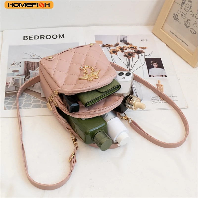 Women's Quilted Mini Backpack with Bow Detail and Top Carry Handle