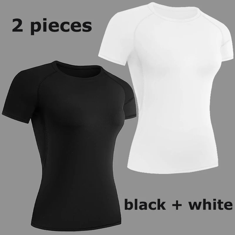 Women's Crew Neck Fitted Short Sleeve T-shirt For Workout Outfits