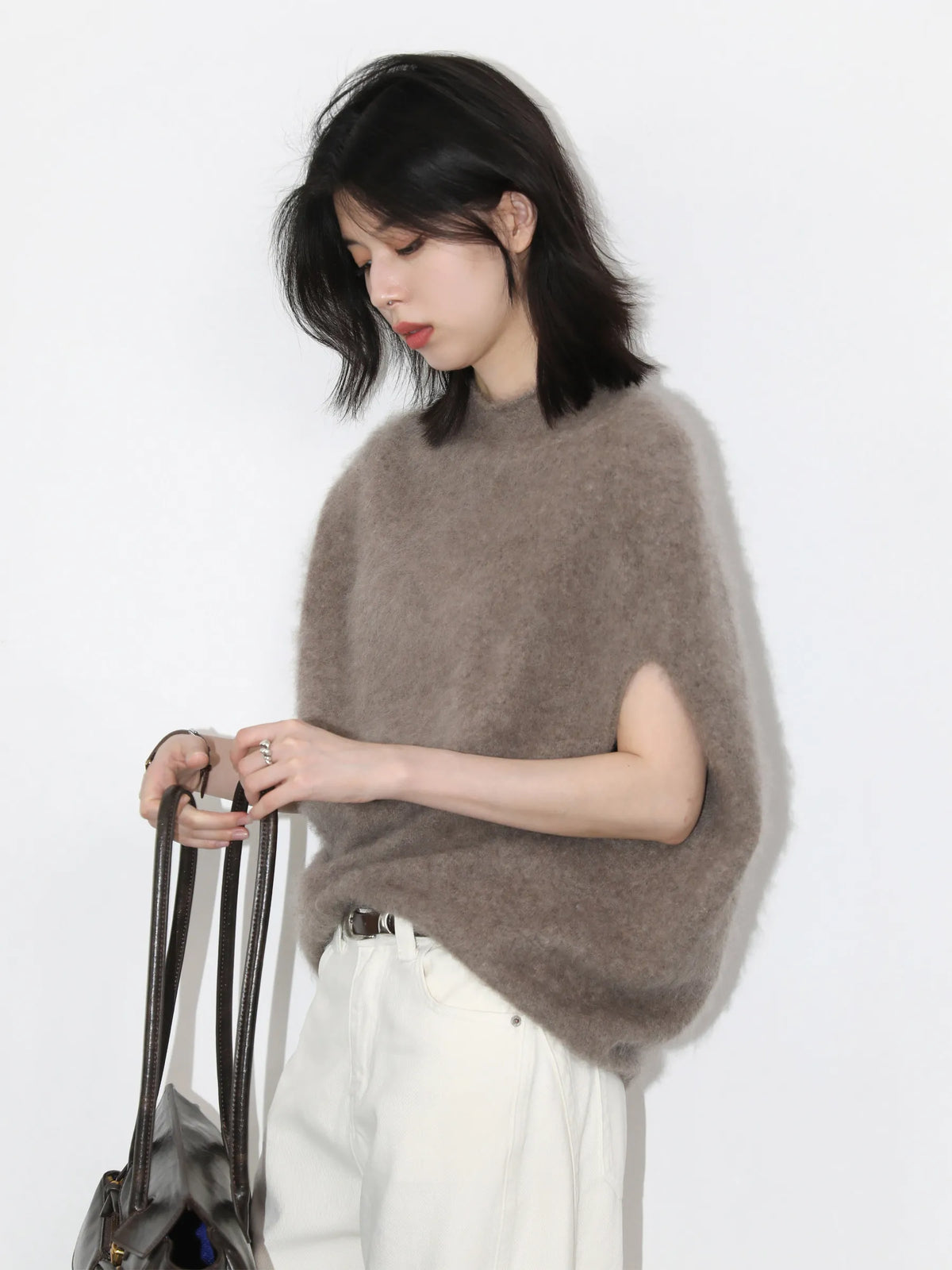 Women's Wide Draped Pullover Shoulder Poncho Poncho Casual Knit Layer