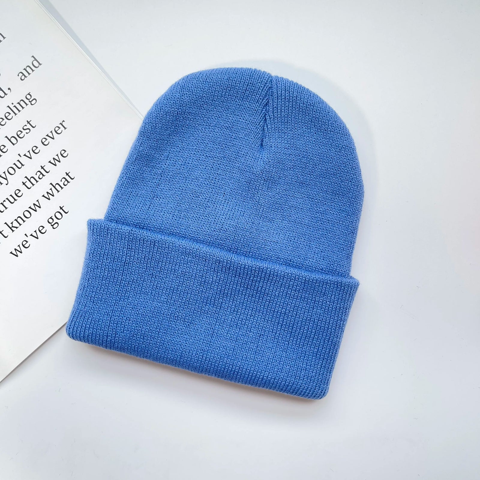 Solid Knit Beanie with Folded Cuff and Color Choices