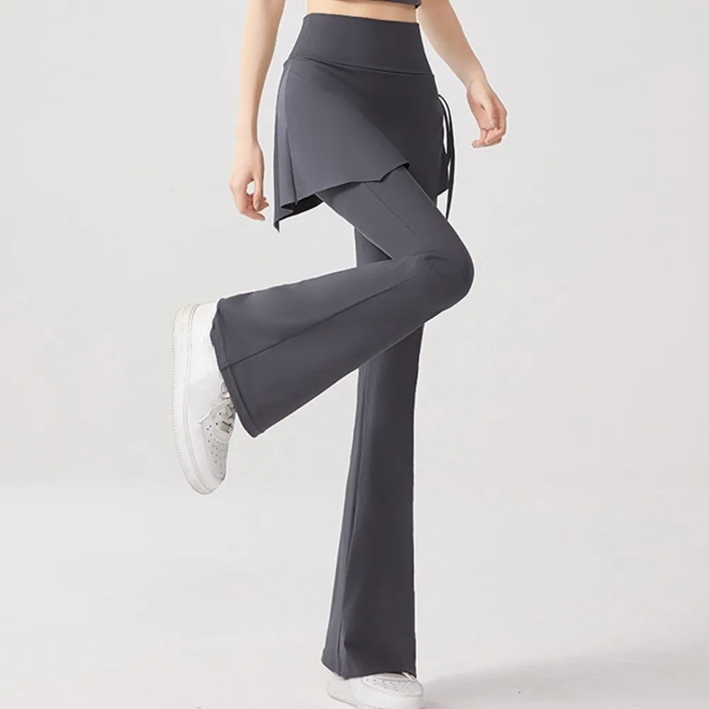 Women's Skirt Overlay Flared Leggings For Workout Outfits