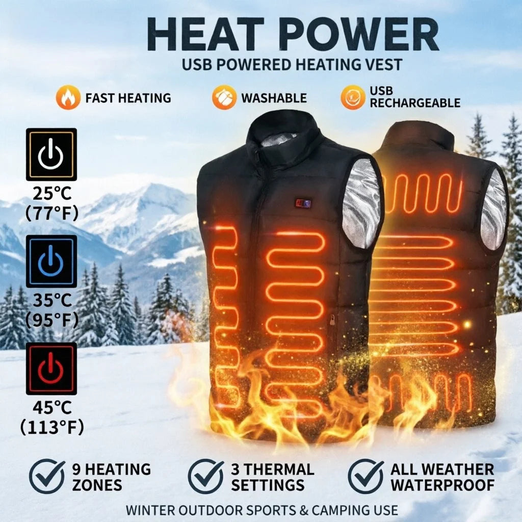 USB Heated Zip-Front Vest