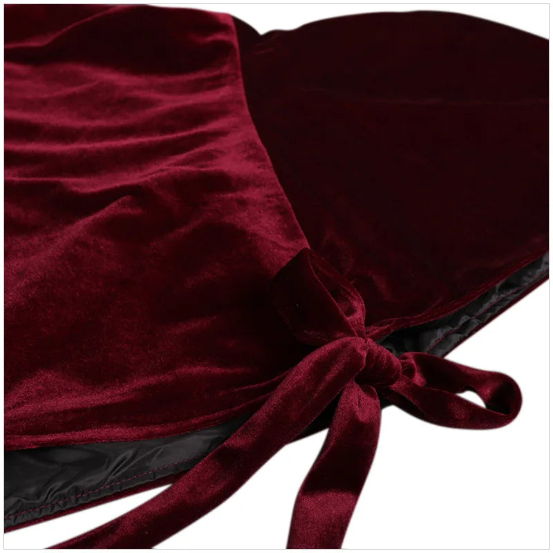 Long Velvet Hooded Cape for Layering over Outfits