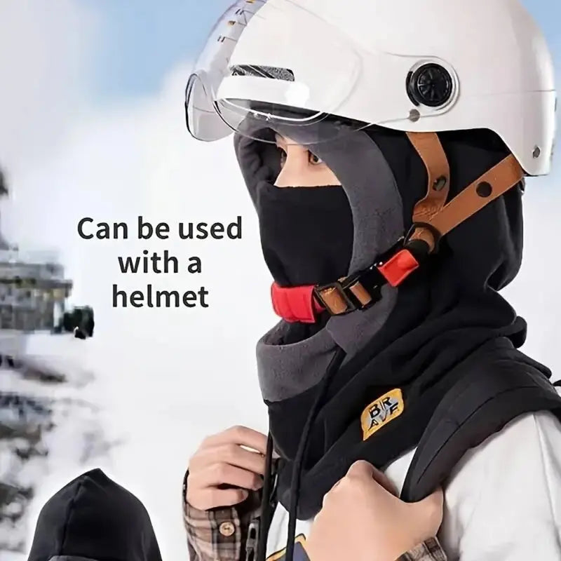 Unisex Hooded Winter Hat with Face Panel and Extended Neck Coverage