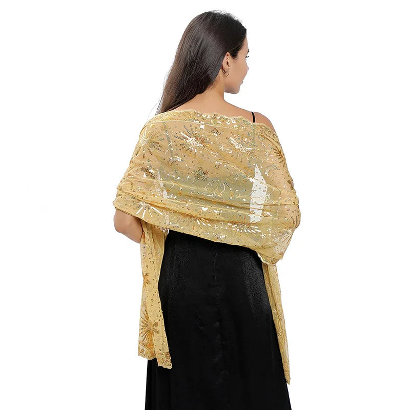 Floral Lace Fringed Wrap Scarf for Layering over Outfits