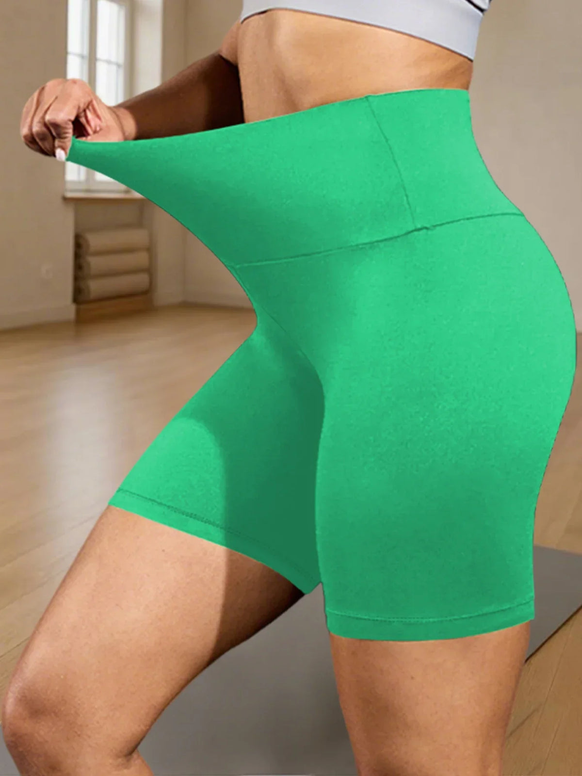 Women's High Waist Polyester Blend Biker Shorts for Yoga and Running