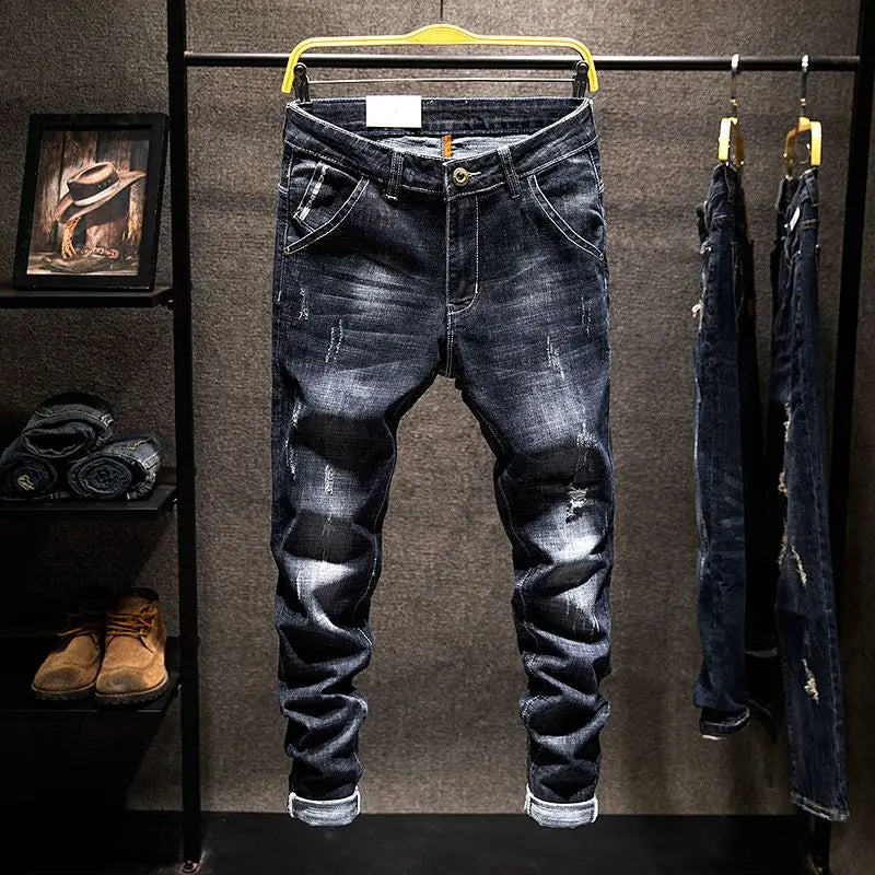Men's Distressed Slim Fit Denim Jeans for Casual Everyday Wear