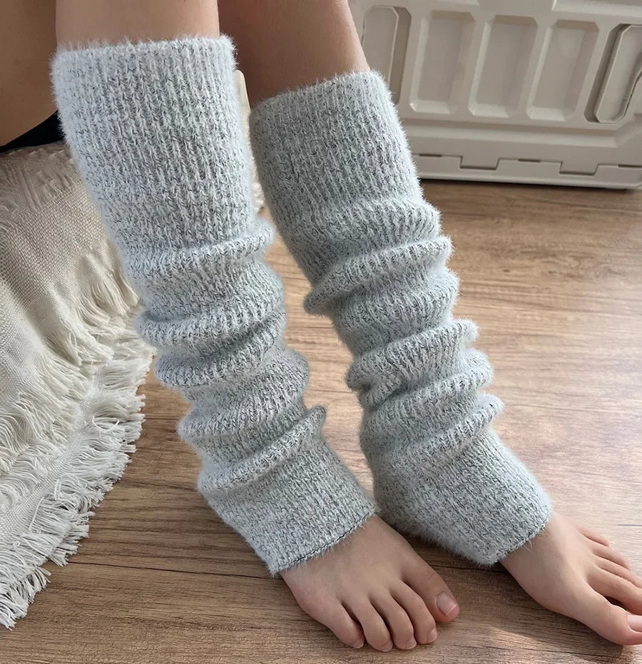 Solid Knit Calf Leg Warmers with Slouchy Shape