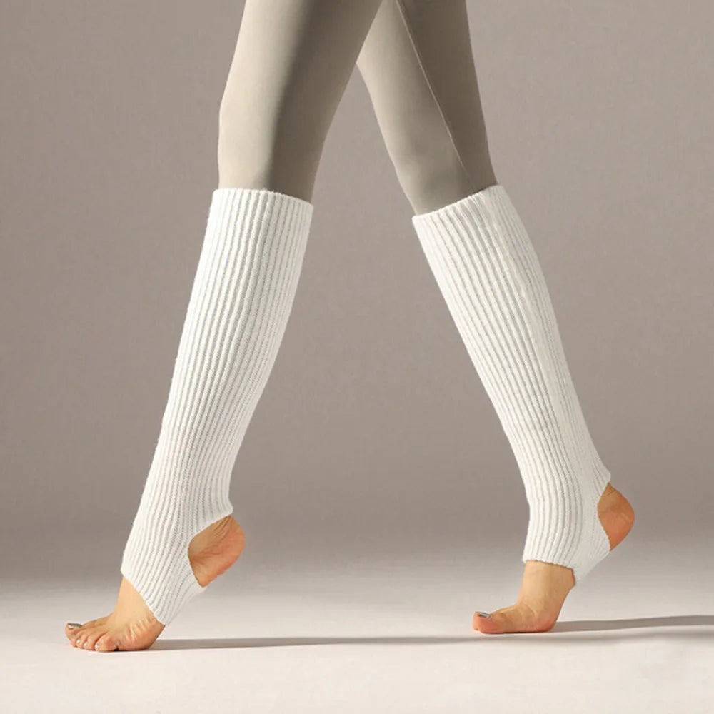 Ribbed Dance Leg Warmers with Open Heel Stirrup Shape