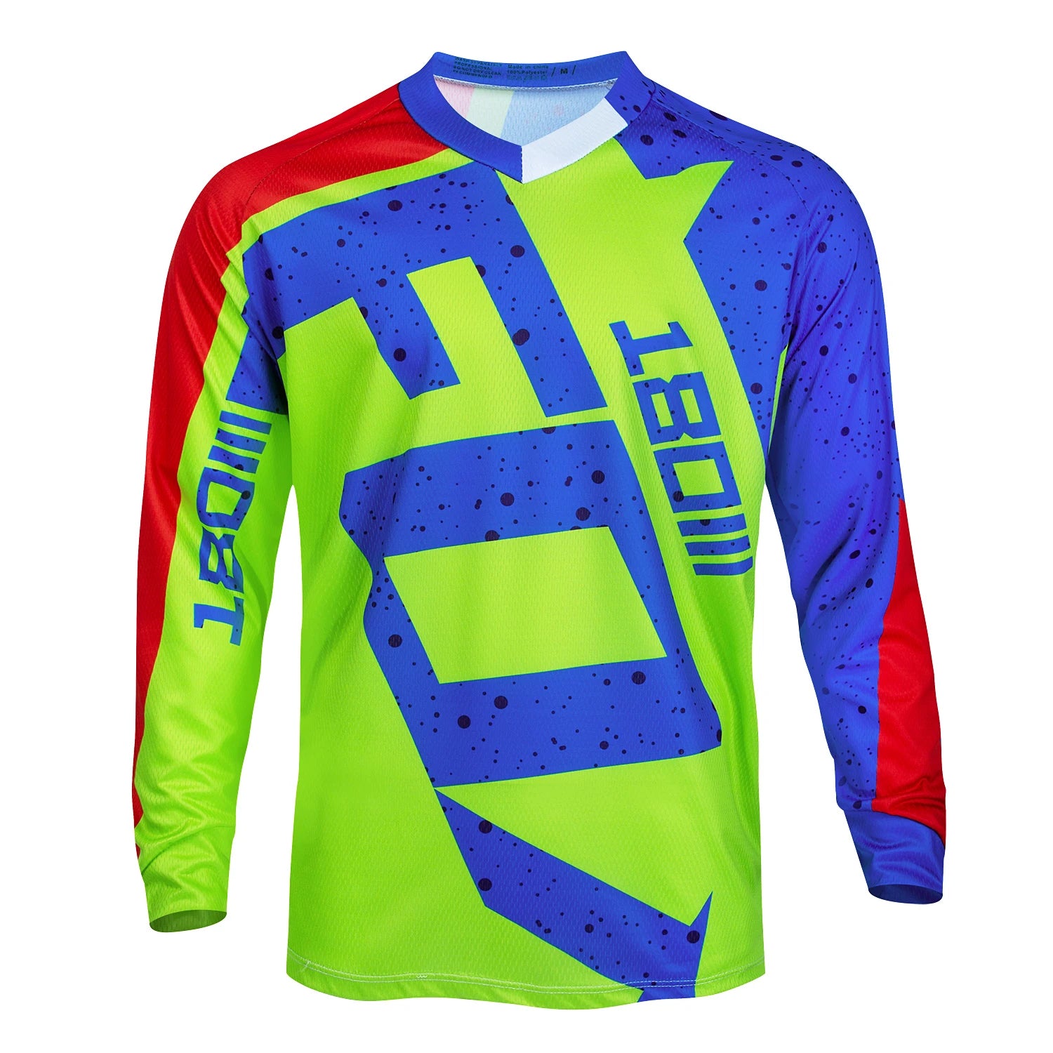 Long Sleeve V-Neck Graphic Pullover Jersey for Mountain Bike Riding