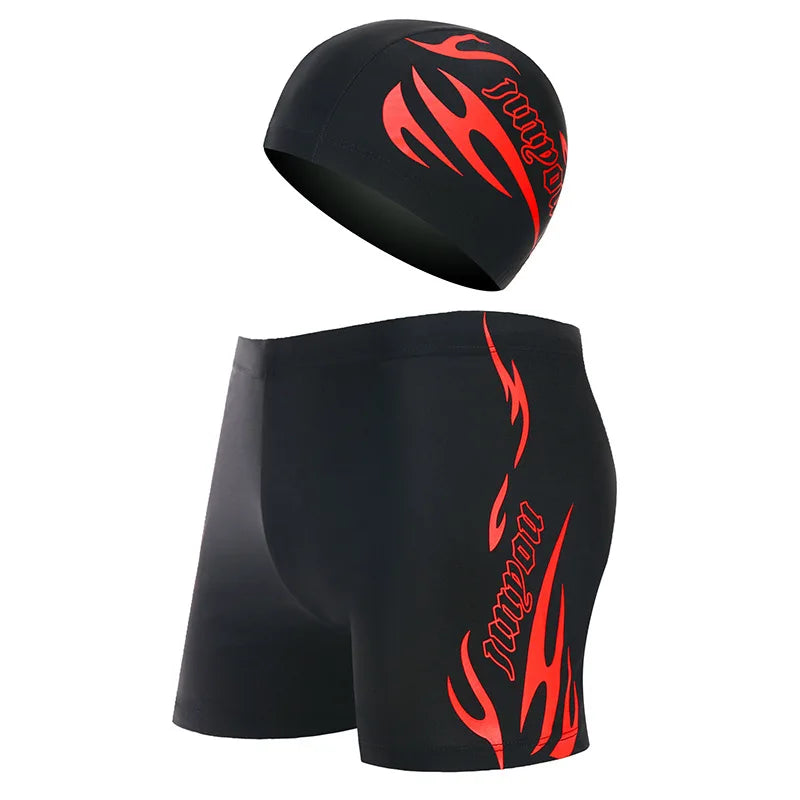 Men's Swim Shorts and Cap Set with Original Size Options