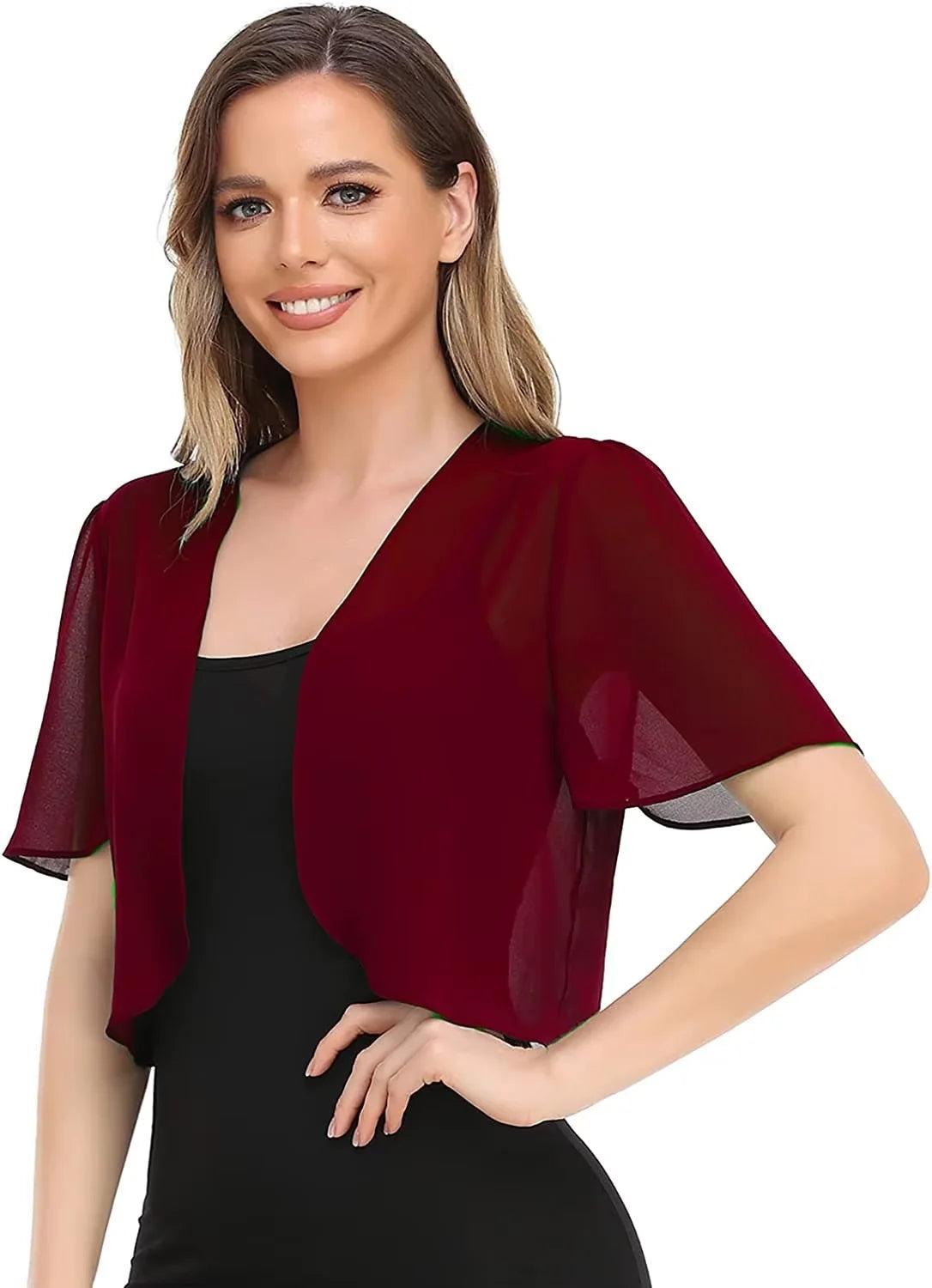 Sheer Short Sleeve Open Front Cardigan for Layering over Outfits