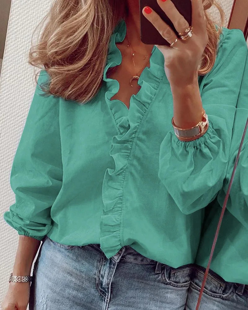 Women's Ruffled Long Sleeve Shirt