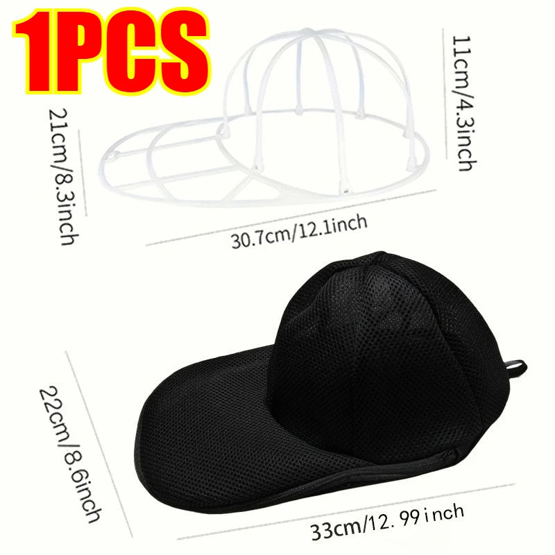 Hat Cleaner Cage for Washing Machine Hat Cleaner with Mesh Bag for Baseball Cap Non Deformed Machine Wash Protective Rack