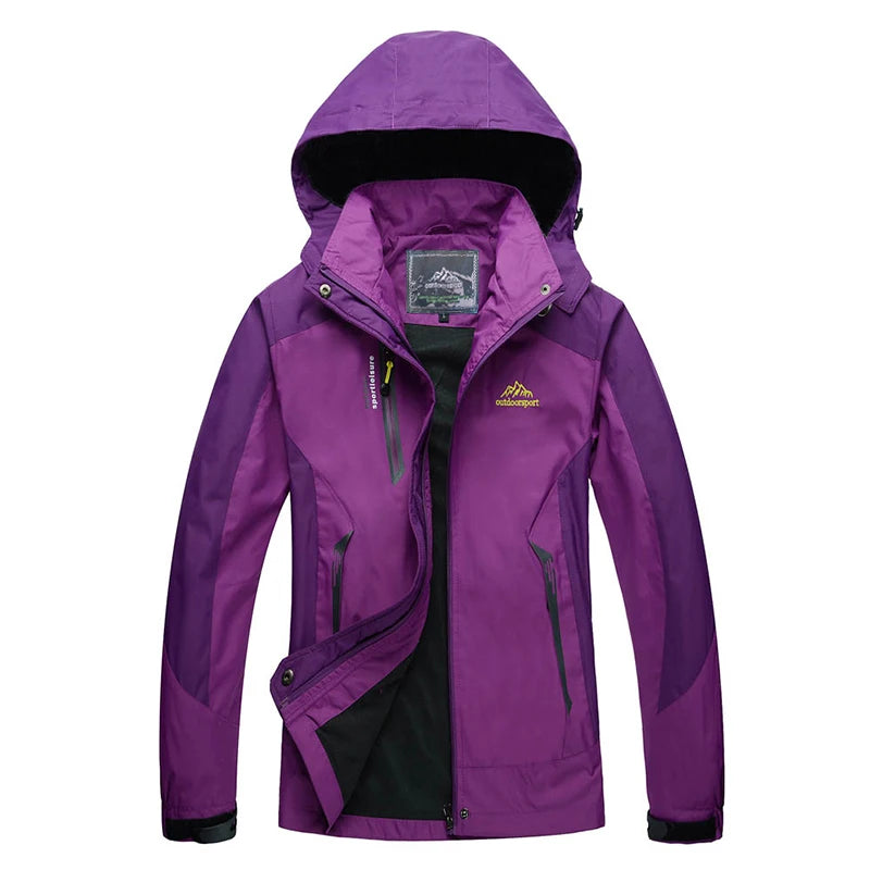 Color Block Hooded Full Zip Long Sleeve Outdoor Jacket