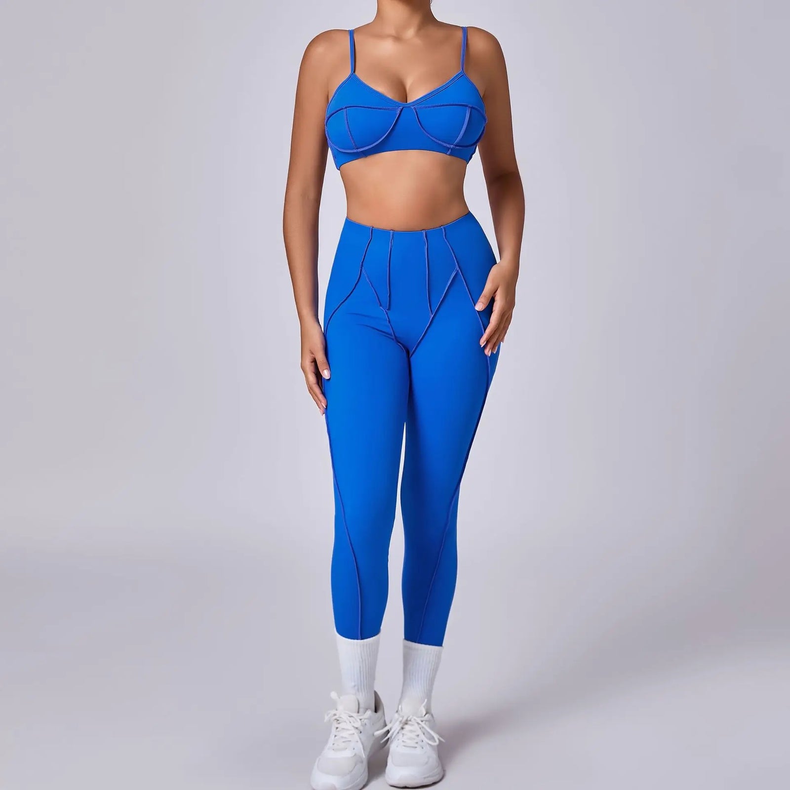 Women's Contrast Seam Bra And Leggings Yoga Set
