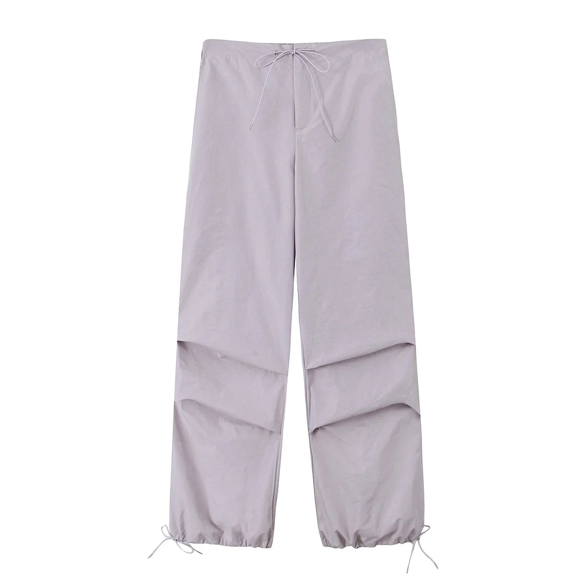 Women's Parachute Cargo Pants with Drawstring Waist and Adjustable Cuffs