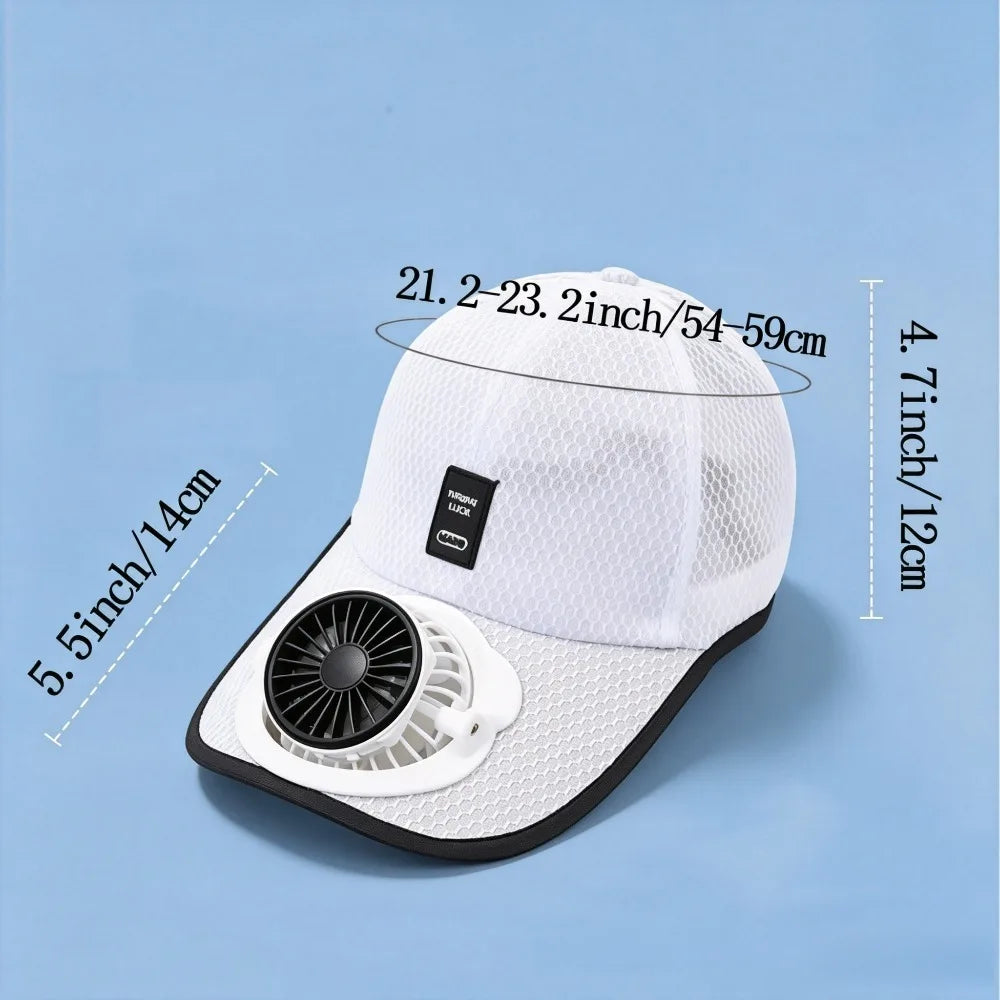 Mesh Baseball Cap with Built In Fan and Adjustable Back