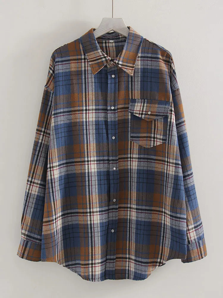 Women's Checked Collared Long Sleeve Shirt