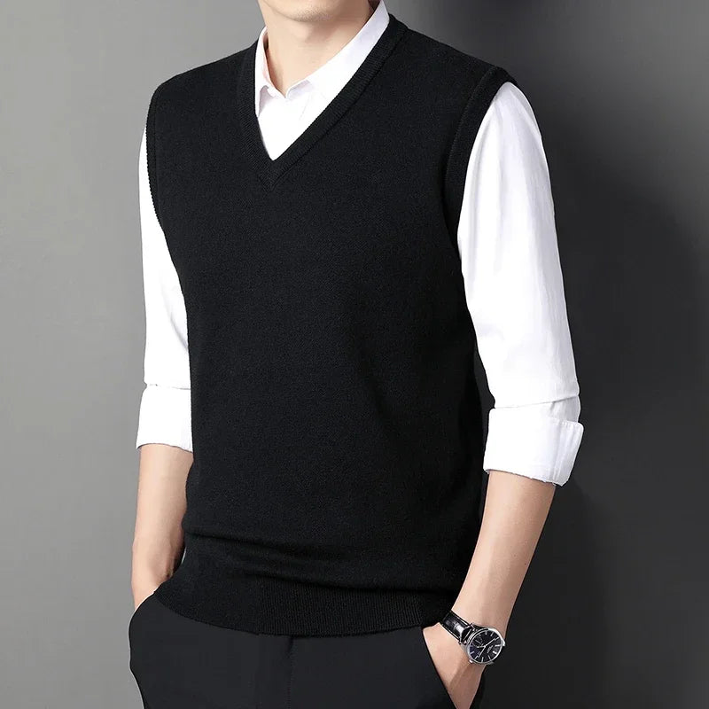 Men's V Neck Sleeveless Knit Vest