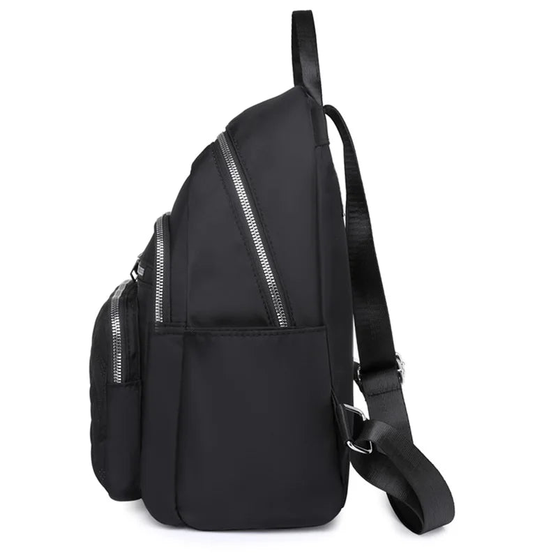 Textured Multi-Pocket Backpack with Front Zippers and Adjustable Shoulder Straps