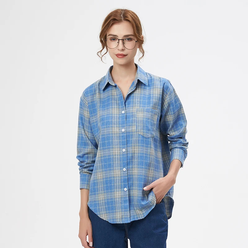 Women's Checked Collared Long Sleeve Shirt