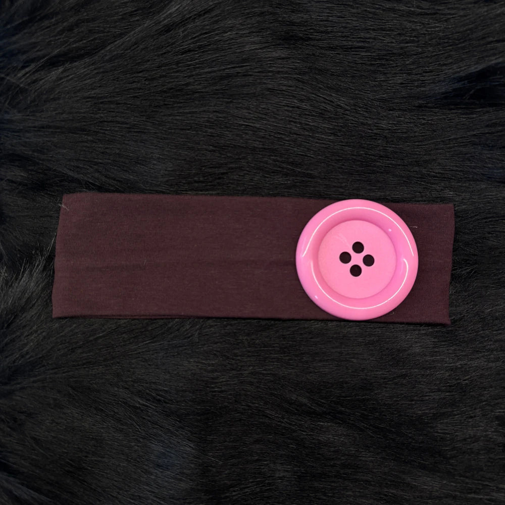 Polka Dot and Button Style Fabric Headband for Hair Styling