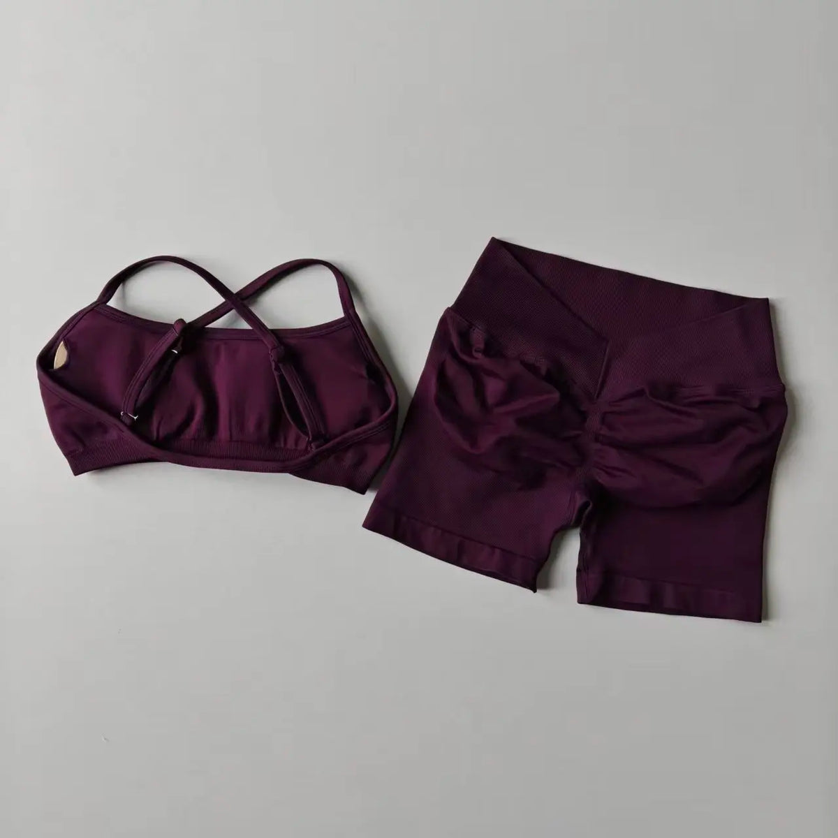Women's Cross Strap Bra And Shorts Yoga Set