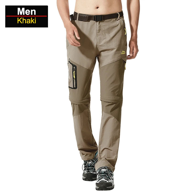 Men's Convertible Hiking Pants with Cargo Pockets and Detachable Legs