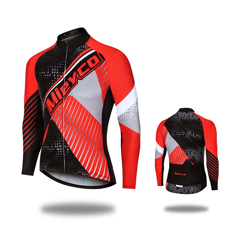 Mens Cycling Jersey Long Sleeve High Elastic for Spring Autumn Bike Riding and Outdoor Sports