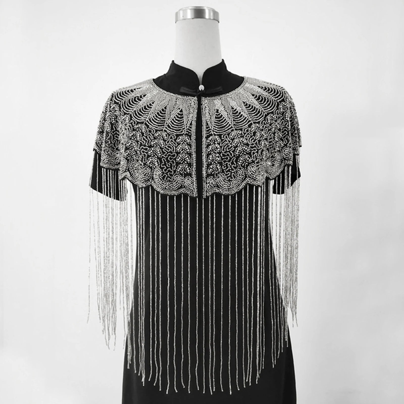 Beaded Long Fringe Cape for Layering over Outfits