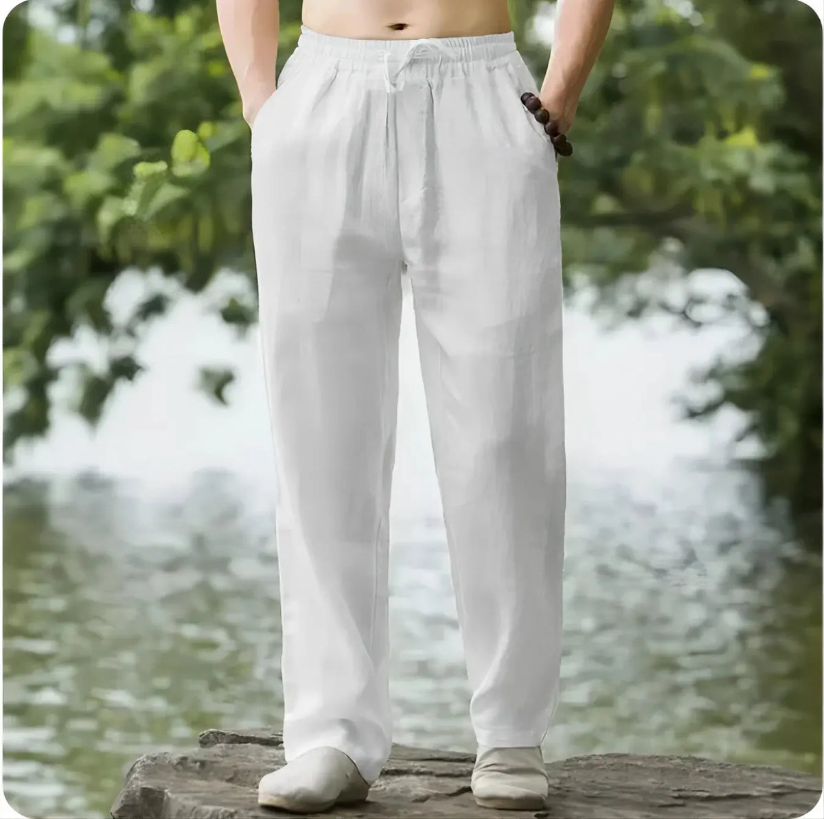 Men's Drawstring Straight Leg Cotton Pants