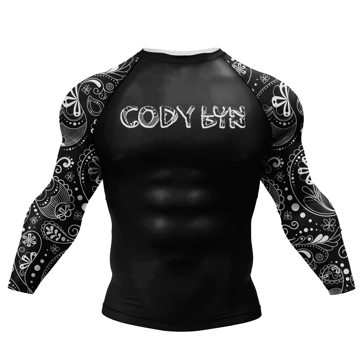 Graphic Long Sleeve Fitted Rash Guard for Training Wear