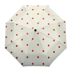 Dot Red Beige Fully-automatic Rain Umbrella Outdoor Foldable Sun Umbrella for Kids Women Males Eight Strands Umbrella