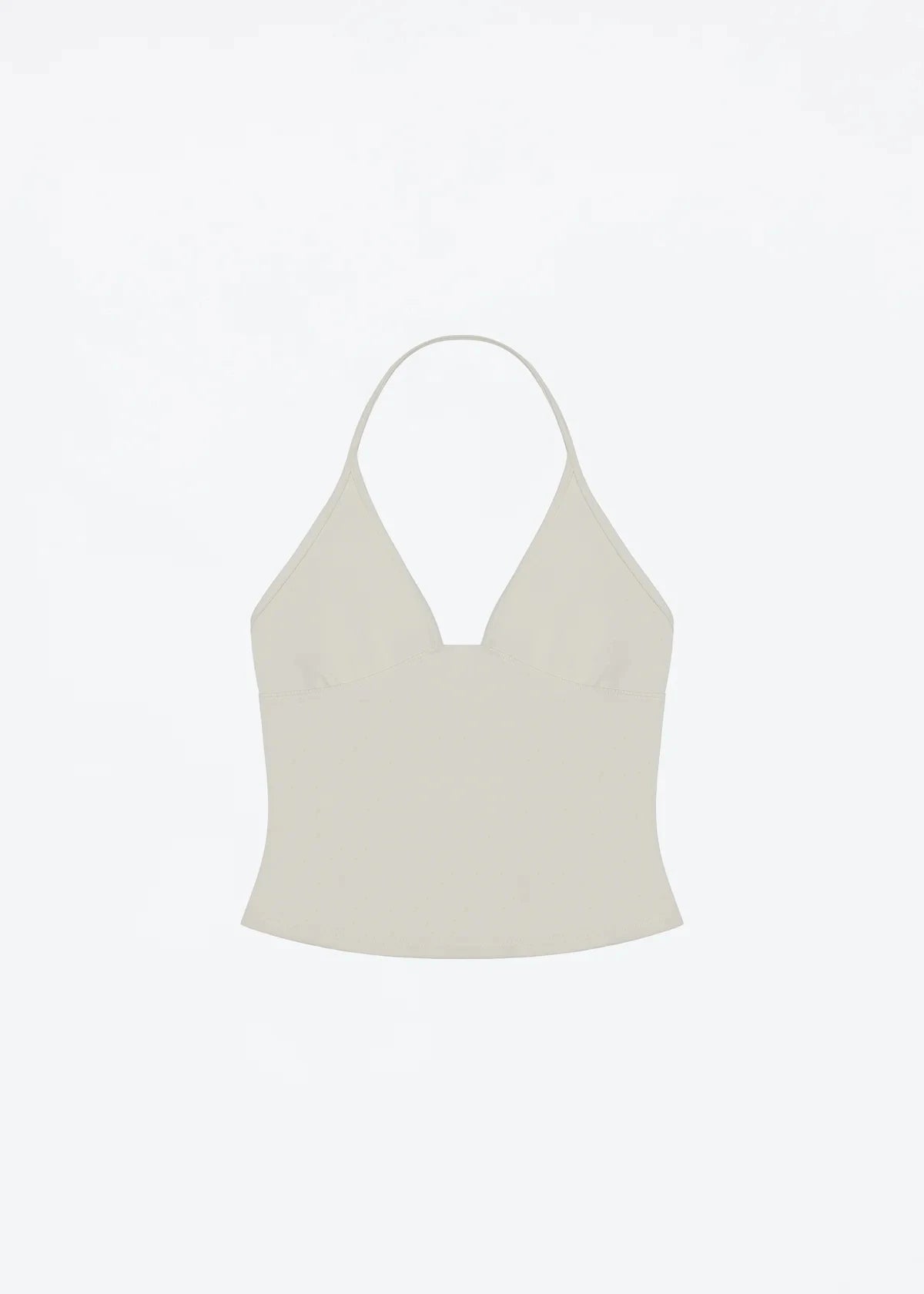 Women's Halter Neck Cotton Crop Top with Deep V Neck and Open Back