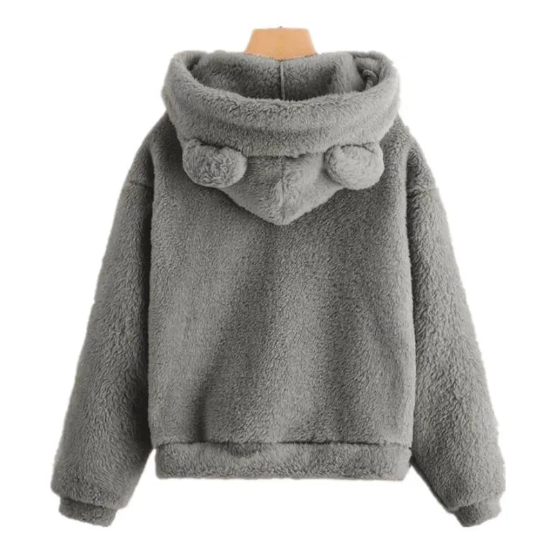Bear Ear Long Sleeve Pullover Casual Hoodie for Layering