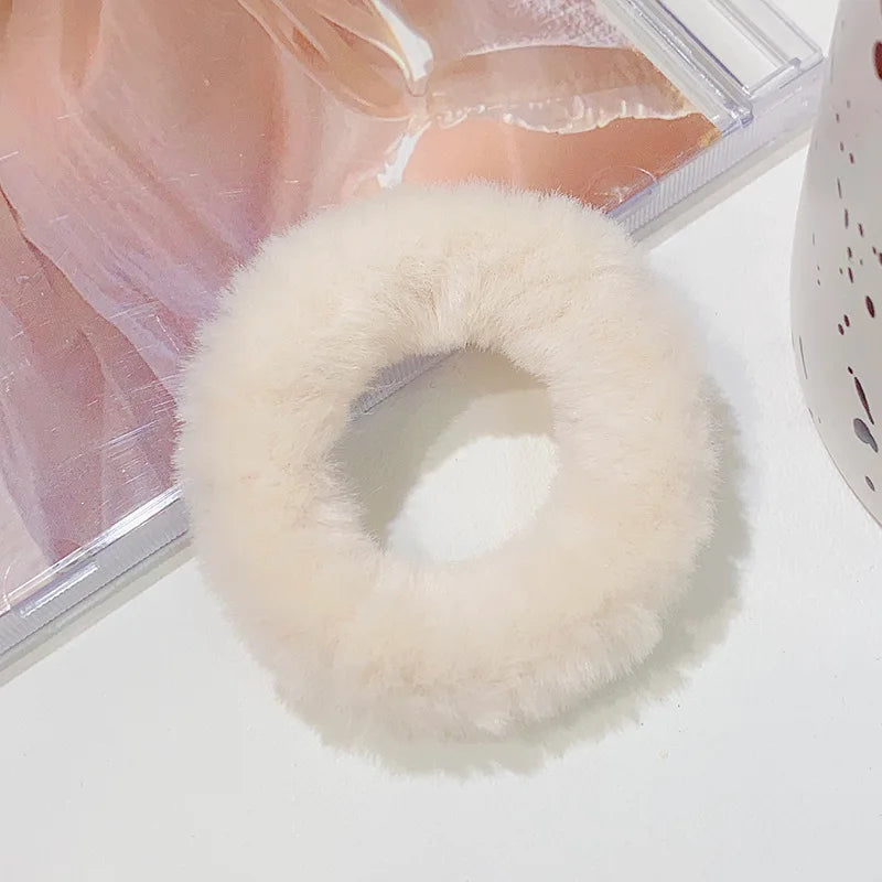 Fluffy Faux Fur Scrunchie Hair Band with Thick and Thin Options
