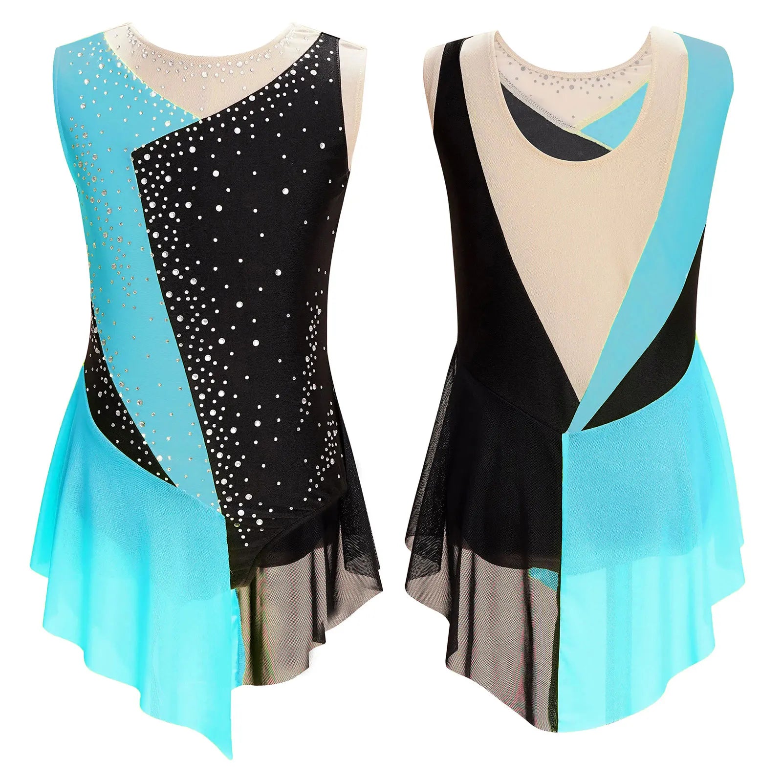 Girls' Lyrical Dance Costume Styles with Rhinestones and Skirted Outfit Options