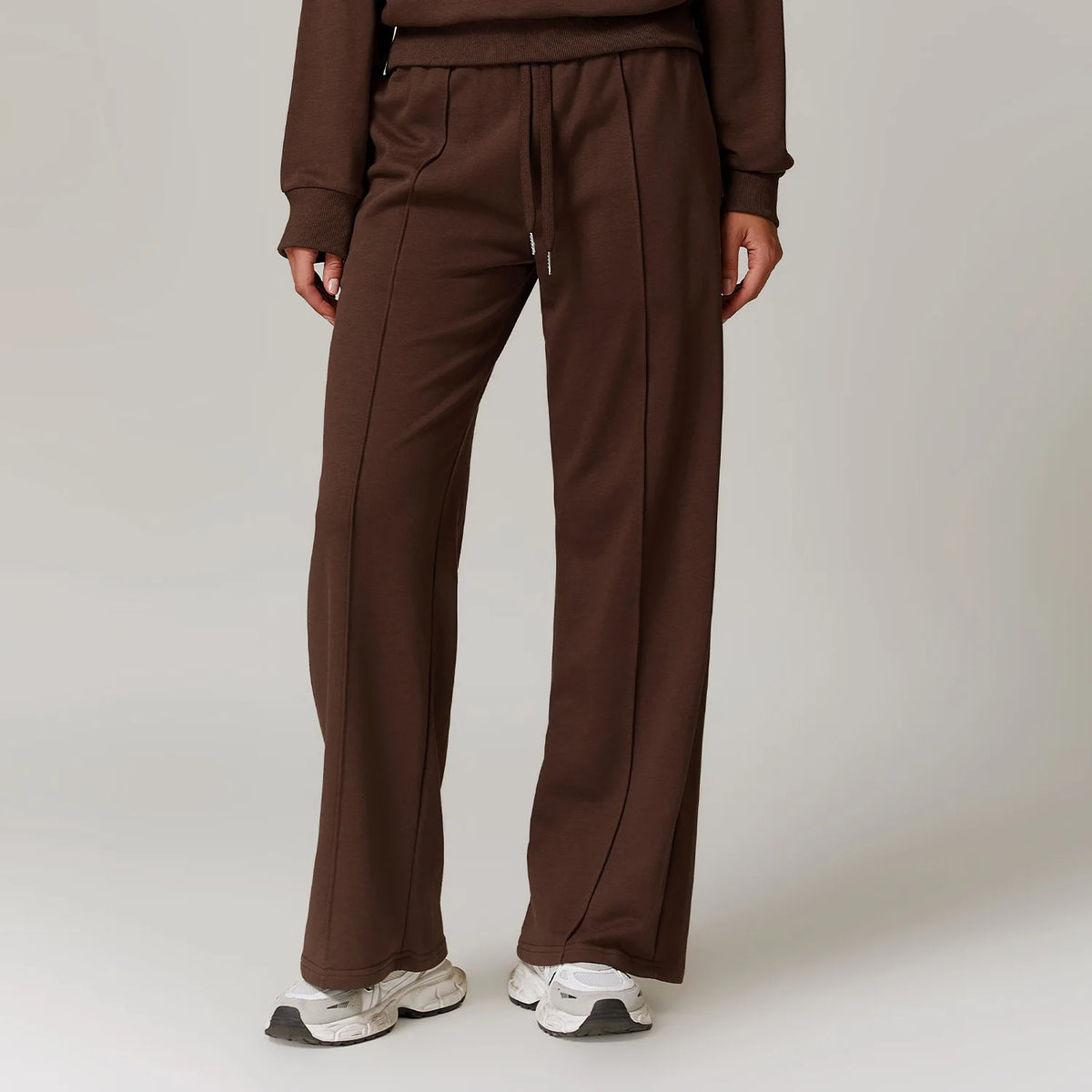 Women's Drawstring Waist Cotton Blend Wide Leg Pants with Side Pockets