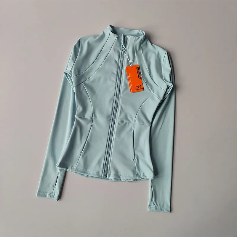 Stand Collar Long Sleeve Full Zip Yoga Training Jacket
