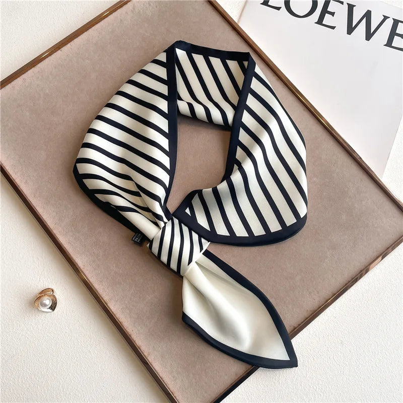 Printed Narrow Neckerchief Scarf with Pointed Tie Ends