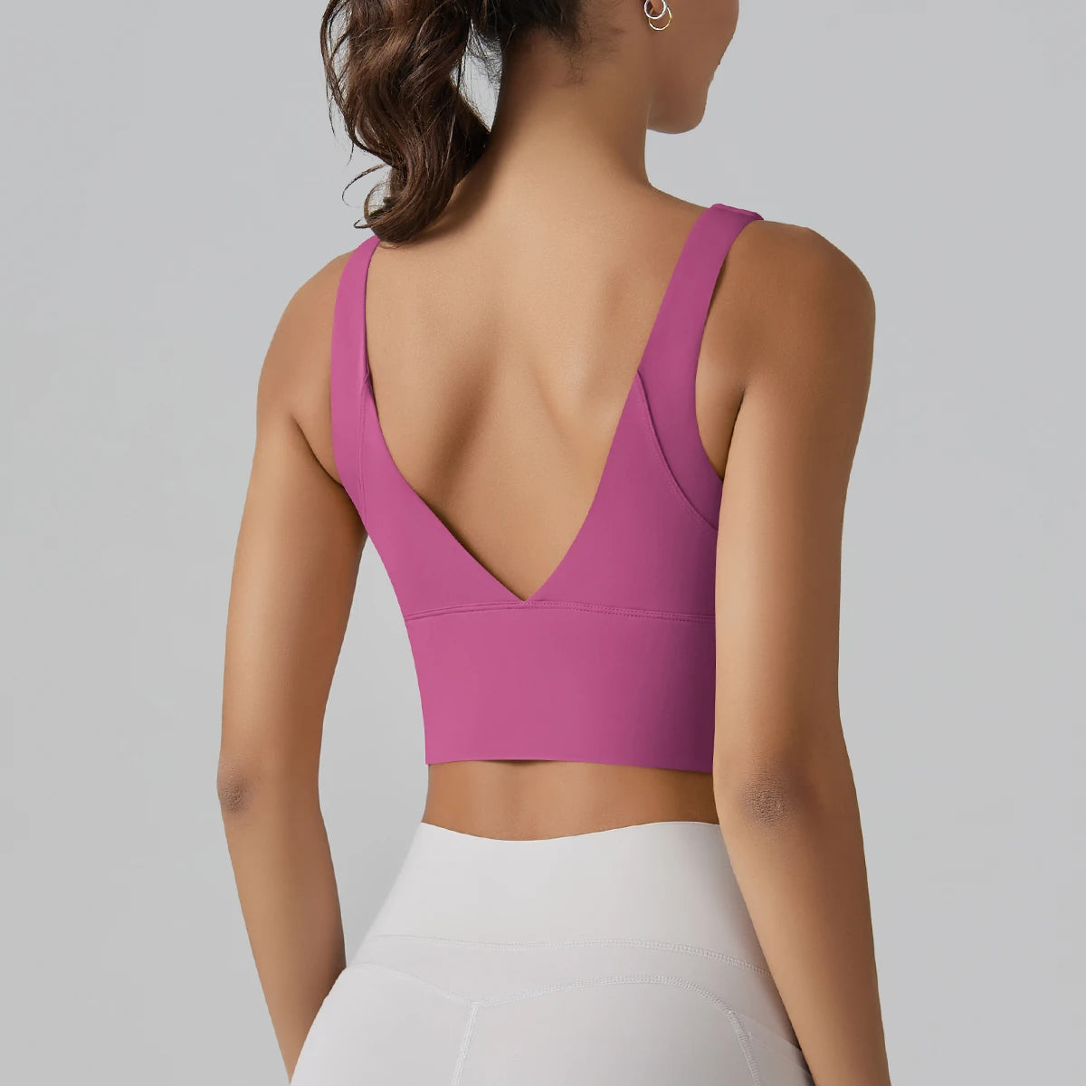 Women's Scoop Neck Sports Bra with Racerback Straps and Wide Band