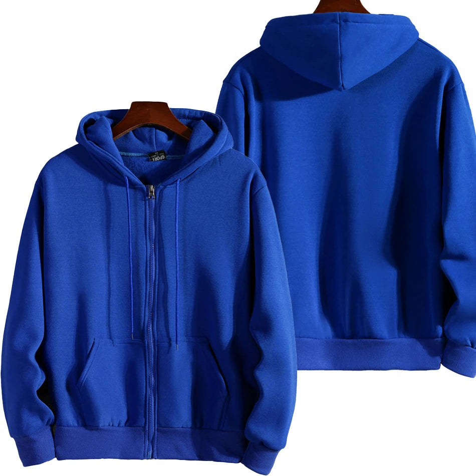 Solid Long-Sleeve Zip-Front Hoodie