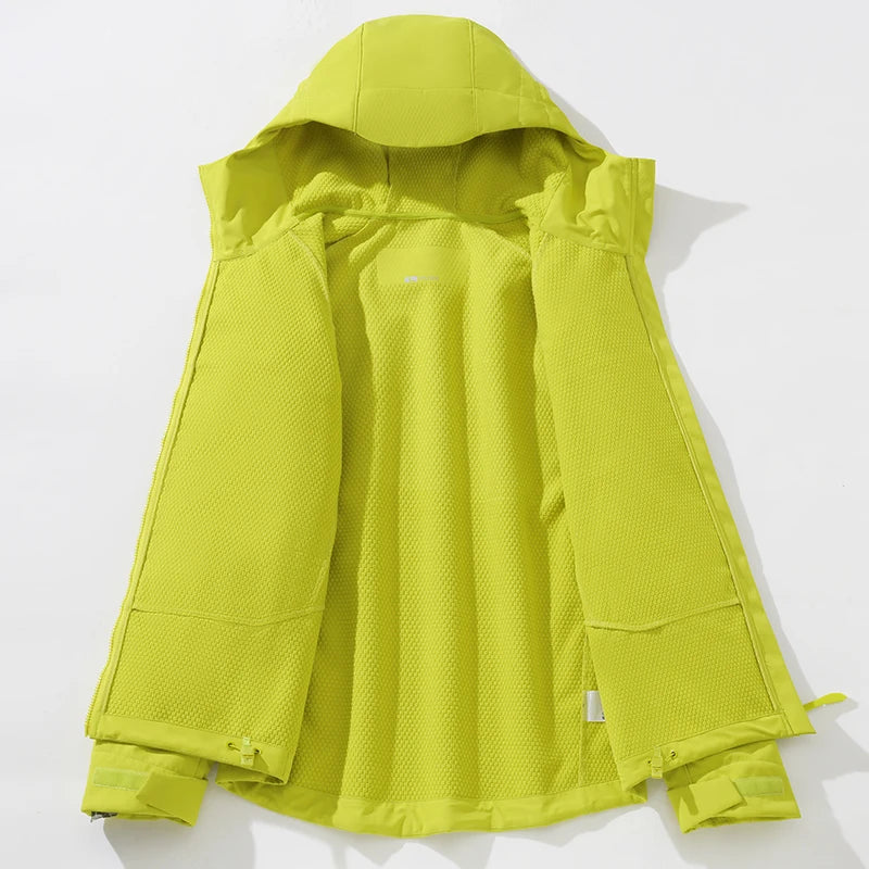 Hooded Long Sleeve Full Zip Outdoor Hiking Jacket with Pockets