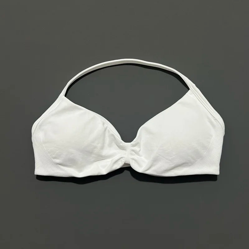 Women's Ruched Halter Neck Sports Bra